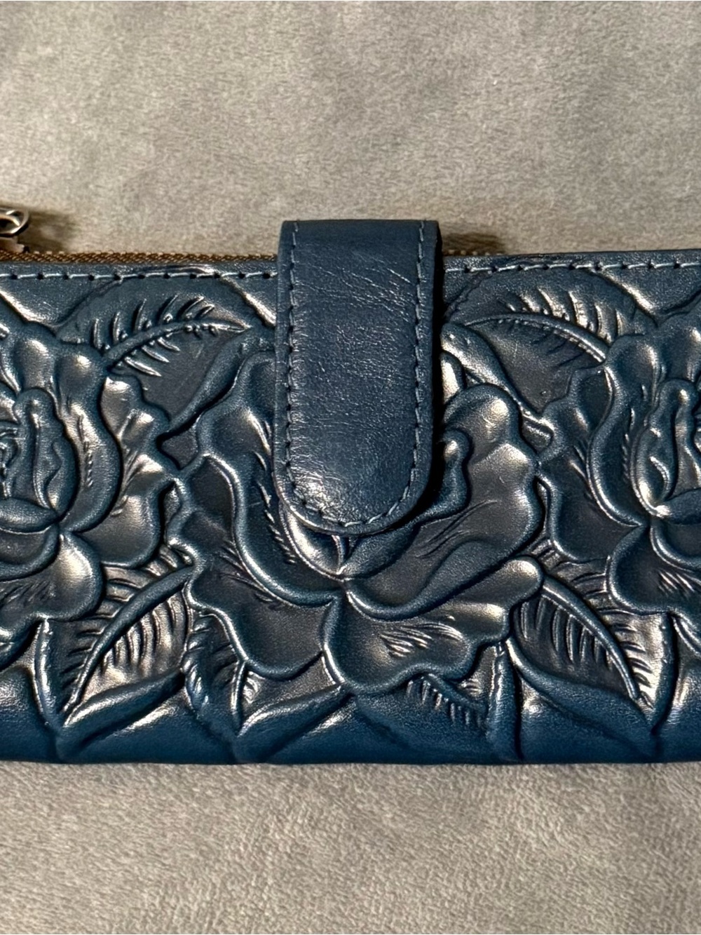 Patricia Nash Embossed Floral Leather Wallet - Teal